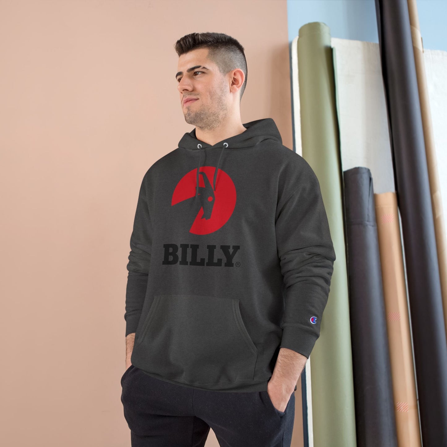 BILLY Core Adult Unisex Kapüşonlu (Kırmızı/Siyah Vertical Logo)