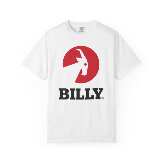 BILLY Unisex Garment-Dyed Tişört (Siyah/Kırmızı Vertical Logo)