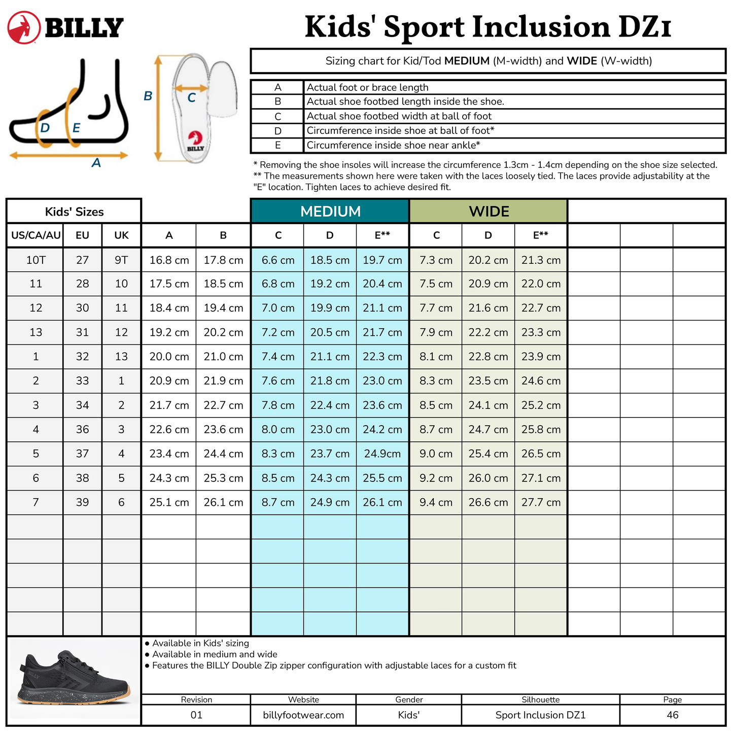 Siyah/Siyah/Gum BILLY Sport Inclusion DZ1