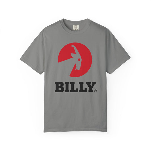 BILLY Unisex Garment-Dyed Tişört (Siyah/Kırmızı Vertical Logo)