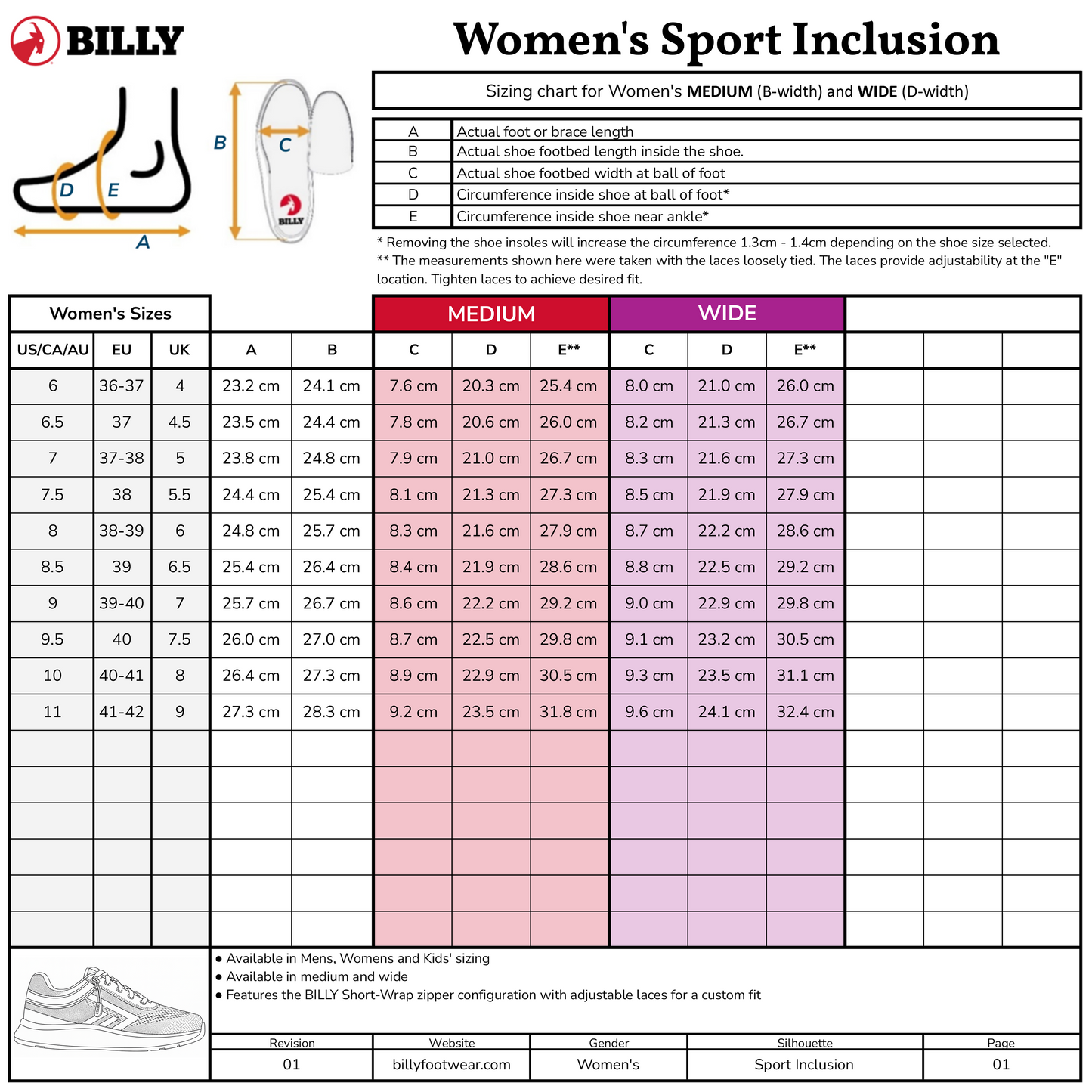 Kadın Beyaz BILLY Sport Inclusion