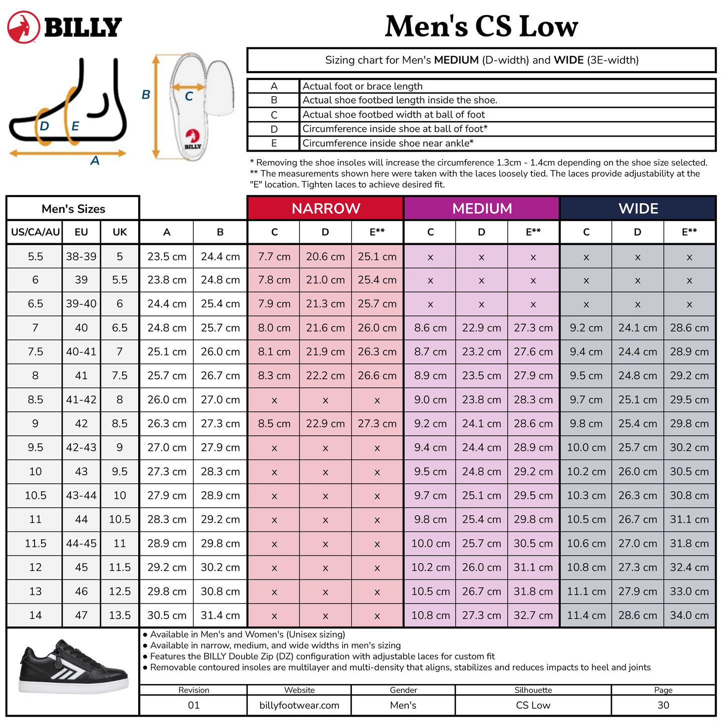 Erkek Beyaz/Siyah BILLY CS Alçak